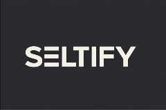 White 'Seltify' logo on a black background